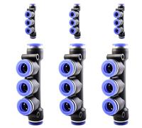ANGEEK 6 pezzi 10 mm AD 5 vie raccordo rapido distributore in plastica con connettori a innesto tubo aria raccordi PK-10