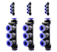 ANGEEK 6 pezzi 12 mm AD 5 vie raccordo rapido distributore in plastica con connettori a innesto tubo aria raccordi PK-12