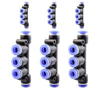 ANGEEK 6 pezzi 6 mm AD 5 vie raccordo rapido distributore in plastica con connettori a innesto tubo aria raccordi PK-6
