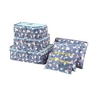 Angeer Set di 12 organizer per bagagli, sacchetto a compressione da imballaggio, cubo da viaggio per vestiti da valigia (fiori blu)