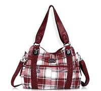 Angel Barcelo Roomy Fashion Hobo Womens Handbags Ladies Purse Satchel Shoulder Bags Tote Washed Leather Bag Red