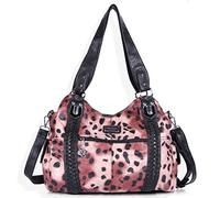 Angel Barcelo Roomy Fashion Hobo Womens Handbags Ladies Purse Satchel Shoulder Bags Tote Washed Leather Bag Pink