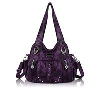 Angel Barcelo Spaziosa Moda Hobo Donne Borse Borse Da Donna Satchel Borse A Tracolla Tote Lavato Borsa In Pelle Moda, Viola