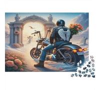 Angel Biker Journey 1000 Pieces for Adults: Biker with Winged Jacket Fun And Challenging Family Game Great Gift 52x38cm/1000pcs