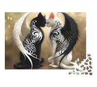 Angel Cat Love 1000 Pezzi Two Winged Cats Bundle Di Puzzle in Cartone Spesso 12+ Rilassamento Viaggio Regalo Di Natale Svago Interno Amanti Dei Puzzle in Famiglia 52x38cm/1000pcs