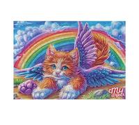 Angel Cat Rainbow Wings Puzzle 300 Pezzi Rompicapo Per Tutte Le Occasioni Happy Time Versatile E Divertente Rilassamento Garantito Regalo Per Compleanni E Feste 300 PCS