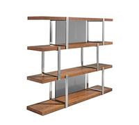 Ángel Cerdá - Libreria in Legno di Noce con Divisori in Vetro Nero e Acciaio Cromato - Libreria Moderna per il Soggiorno - 180 x 40 x 146 cm