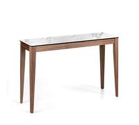 Ángel Cerdá - Mobile Consolle con Piano in Porcellanato Effetto Marmo Calacatta e Struttura in Noce - Consolle Moderna per Ingresso in Legno e Marmo - Design Elegante e Versatile - 120 x 39 x 75 cm
