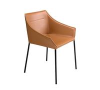 Ángel Cerdá - Sedia in similpelle marrone - Sedia da pranzo con gambe in acciaio nero opaco - Moderna, resistente e funzionale - Stile ed eleganza - 62 x 60 x 79 cm