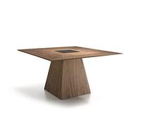 Ángel Cerdá - Tavolo da Pranzo Quadrato in Noce con Dettaglio Centrale in Vetro Nero Colorato - Tavolo da Pranzo Moderno ed Elegante - Originale e Versatile - Materiali Resistenti - 150 x 150 x 79 cm