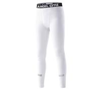 ANGEL CITIZ Leggings termici a compressione per ragazzi, sportivi, ad asciugatura rapida, per allenamento, corsa, leggings termici, bianco, 8 anni
