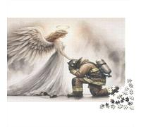 Angel Comforts Firefighter 1000 Pezzi Puzzle Angelo e Vigile del Fuoco in Cartone Riciclato per Adulti Rilassante Antistress Decorazione Murale e Regalo Idea Regalo 70x50cm