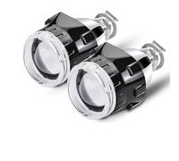 Angel Eyes Halo Faro Lenes Nero Sindone 2.5 Pollici Universale Bi Xenon HID Lente del Proiettore con Bianco Rosso Blu Angel Eyes Anello for H4 H7 Auto Fari Angel(2X White Ring RHD)