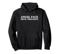Angel Face Devil Thoughts Ironic Gen Z Meme Y2K Estetica Felpa con Cappuccio
