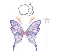 Angel Fairy Wings for Halloween Cosplay - Accessori immersivi per le vacanze per la pelle per adulti ragazze Girlfriend Sisters Mother | Set di costumi di fata - con bacchetta e orecchie della fas
