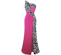 Angel-fashions Abito da sera da donna monospalla zebra con pietre preziose, Magenta plissettato, XX-Large
