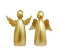 Angel Figurine - 2 Piece Angels Resin Statue Set, Golden Resin Decorative Figures | Home Decoration For Bedside Table Living Room TV Cabinet Bookshelf Bathroom Bedroom Kitchen Desk Display