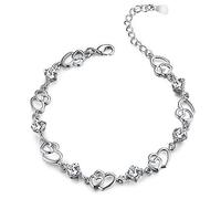 Angel for Angel® 925 argento Sterling braccialetto cristallo di L 'Austria doppio cuori amano bel Bijoux, argento 925, colore: bianco