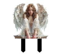 Angel Garden Stakes - decorativo da giardino, statua commemorativa di angelo, in acrilico impermeabile, 2D, impermeabile, in acrilico, dipinto, acchiappasole per decorazione per esterni, 21,1 x