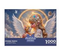 Angel Girl Hugging Cat Durable Interlocking Pieces Fun Hobby for Spare Time, Evenings, Weekends And Holiday Breaks 38x26cm/1000pcs
