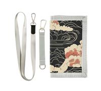 Angel Japanese Pattern portafogli trifold per gli uomini per le donne pop robusto portafoglio a tre ante per gli uomini con cordino billetera para hombre, Angelo modello giapponese, 1 size