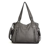 angel kiss Angelkiss - borsa da donna in pelle lavata 2 in 1, con zip nella parte superiore e tasche multiple; utilizzabile anche come borsa a tracolla - codice: 1193