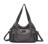 Angel Kiss Borsa a tracolla da donna, in pelle lavata, borsa tote bag mutipocket Hobo Purse, Petwer14