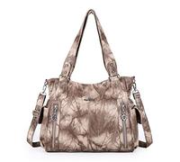 Angel Kiss - borsa da donna in pelle lavata 2 in 1, con zip nella parte superiore e tasche multiple; utilizzabile anche come borsa a tracolla - codice: 1193