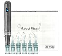 Angel Kiss Derma Pen Penna Professionale per Microneedling per Viso, Corpo, Barba e Crescita dei Capelli, Penna per Microneedling con 6 Cartucce e Custodia di Lusso, Compatibile con Cartucce Dr.pen M8