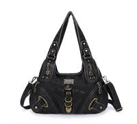 Angel Kiss Hobo - Borsa a tracolla da donna, grande, per uso quotidiano, 801 nero