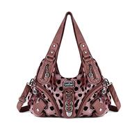 Angel Kiss Hobo - Borsa a tracolla da donna, grande, per uso quotidiano, Fantasia leopardata, rosa