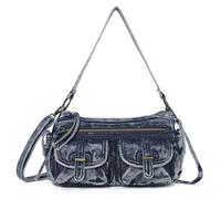 Angel Kiss Hobo - Borsa a tracolla da donna, multi tasca, con tracolla regolabile, Blu denim, Medium