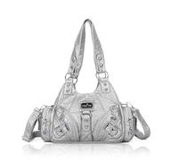 Angel Kiss Piccole borse hobo da donna multi tasche borse a tracolla lunga borse a tracolla regolabile per uso quotidiano, Argento