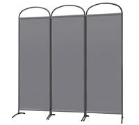 Angel Living Paraventi Divisorio 3 Pannelli con Soffitto e Base Curvo, Decorazione Elegante, Divisorio Pieghevole (168.5 x 185 cm, Grigio)