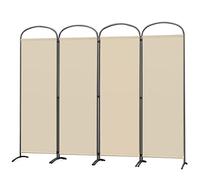 Angel Living Paraventi Divisorio 4 Pannelli con Soffitto e Base Curvo, Decorazione Elegante, Divisorio Pieghevole, 225 x 185 cm (225 x 185 cm, Beige)