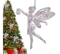 Angel Ornaments - Glitter Christmas Ornaments, Snowflake Bow Pendant Holiday Tree Decor for Garden Nursery Fence Wall Front Door Backyard Patio