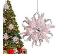 Angel Ornaments - Glitter Christmas Ornaments, Snowflake Bow Pendant Holiday Tree Decor for Garden Nursery Fence Wall Front Door Backyard Patio