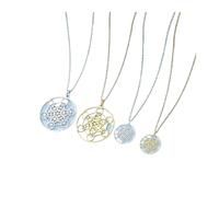Angel Seal Archangel Metatron Cube Necklace Stainless Steel Women Men Sacred Geometry Amulet Religious Spiritual Jewelry(38mm 45cm Gold Color)