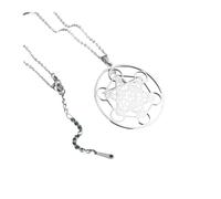 Angel Seal Archangel Metatron Cube Necklace Stainless Steel Women Men Sacred Geometry Amulet Religious Spiritual Jewelry(38mm 45cm Steel)