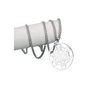 Angel Seal Archangel Metatron Cube Necklace Stainless Steel Women Men Sacred Geometry Amulet Religious Spiritual Jewelry(38mm 60cm Steel)