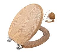 Angel Shield Sedile WC in legno antibatterico di alta qualità con cerniere regolabili a sgancio rapido, facile da pulire e montare per il bagno, 45 x 37 x 5,6 cm (rovere massiccio)