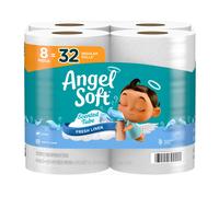 Angel Soft Toilet Paper with Fresh Linen Scented Tube 8 Mega Rolls = 32 Regular Rolls Soft and Strong Toilet Tissue