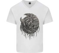 Angel Teschio Della Morte Motociclista Moto Gotico Uomo V-Neck Cotone T-Shirt