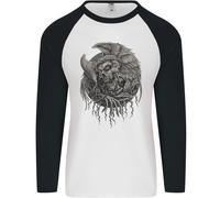 Angel Teschio Di Death Biker Moto Gotico Uomo L/S Baseball T-Shirt