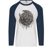 Angel Teschio Di Death Biker Moto Gotico Uomo L/S Baseball T-Shirt