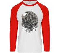 Angel Teschio Di Death Biker Moto Gotico Uomo L/S Baseball T-Shirt