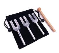 Angel Tuning Forks Set, 4096 Hz, 4160 Hz, 4225 Hz for Healing Musical Instrument, with Wood Hammer and Soft Storage Bag