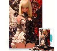 Angel ﹨u Demon Girl Anime Girl Gaming Jigsaw Puzzle 1000 Piece Focus Boost Fun Advanced Laser Cutting Tech Travelfriendly Brain Game Gift (38x26cm)