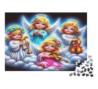 Angel Wings 1000Pc for Adults Kids Angels Play Music on Clouds Educational Games Suitable for Decompression 52x38cm 1000pcs