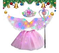 Angel Wings - Angel Fairy Costume | Set luminoso in tessuto con ala bacchetta per bambini che gioca un outfit-cosplay pronto per la foto | Princess Fancy Dress - Proppetti per le performance